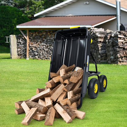 Garden Dump Cart, Heavy-Duty Utility Wagon with 900 lb Capacity, 5 Cu Ft Bed, 10" Pneumatic Tires