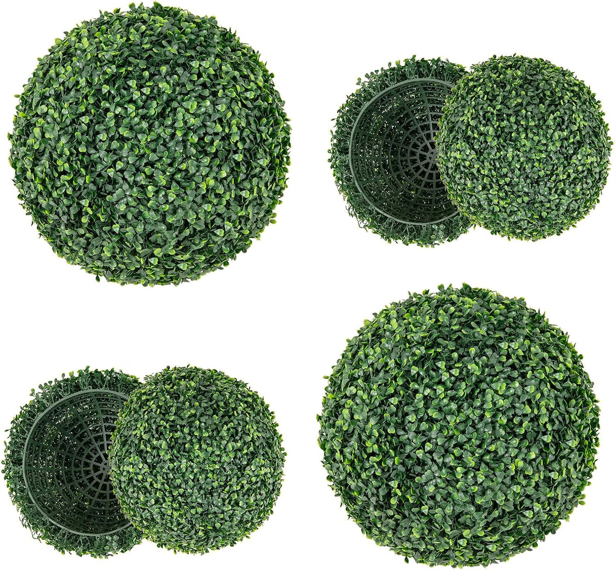 Goplus 2 PCS 16 Inch Artificial Plant Topiary Ball, Round Faux Boxwood Balls Outdoor, Fake Plant