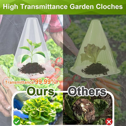 【24 Pieces】 Garden Cloches for Plants, Plant Cover Plant Protectors Transparent Bell Jar Cloches