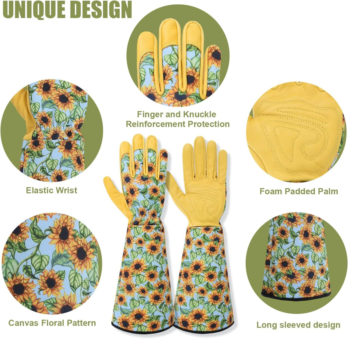Long Gardening Gloves for Women Thorn Proof,Rose Pruning Cowhide Leather Garden Gloves for Cactus