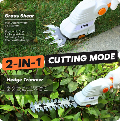 LIGO 2-in-1 Cordless Grass Shear and Shrub Trimmer, 7.2V Lightweight Handheld Lawn Edger & Hedge