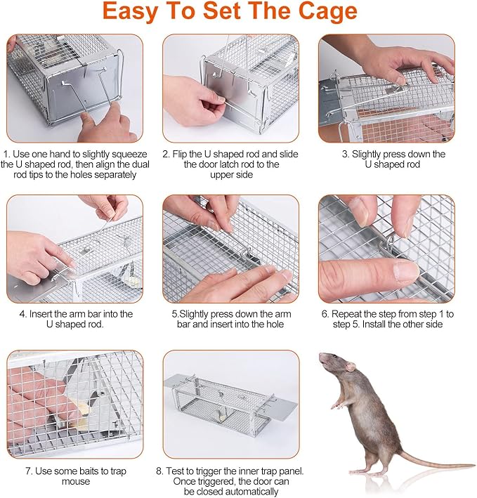 Moclever Humane Live Rat Trap – Dual-Door Rodent Cage with High-Sensitivity Gravity Pedal