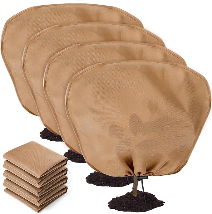 4 Pcs Winter Plant Covers Freeze Protection Reusable Plant Protector Bag with Drawstring Warm