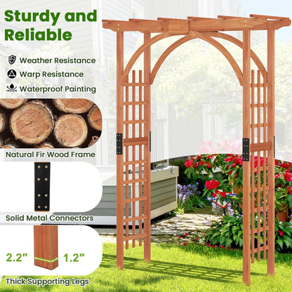 Giantex 85inch Wooden Garden Arch Wedding Arch for Ceremony, Garden Arbor Trellis for Climbing