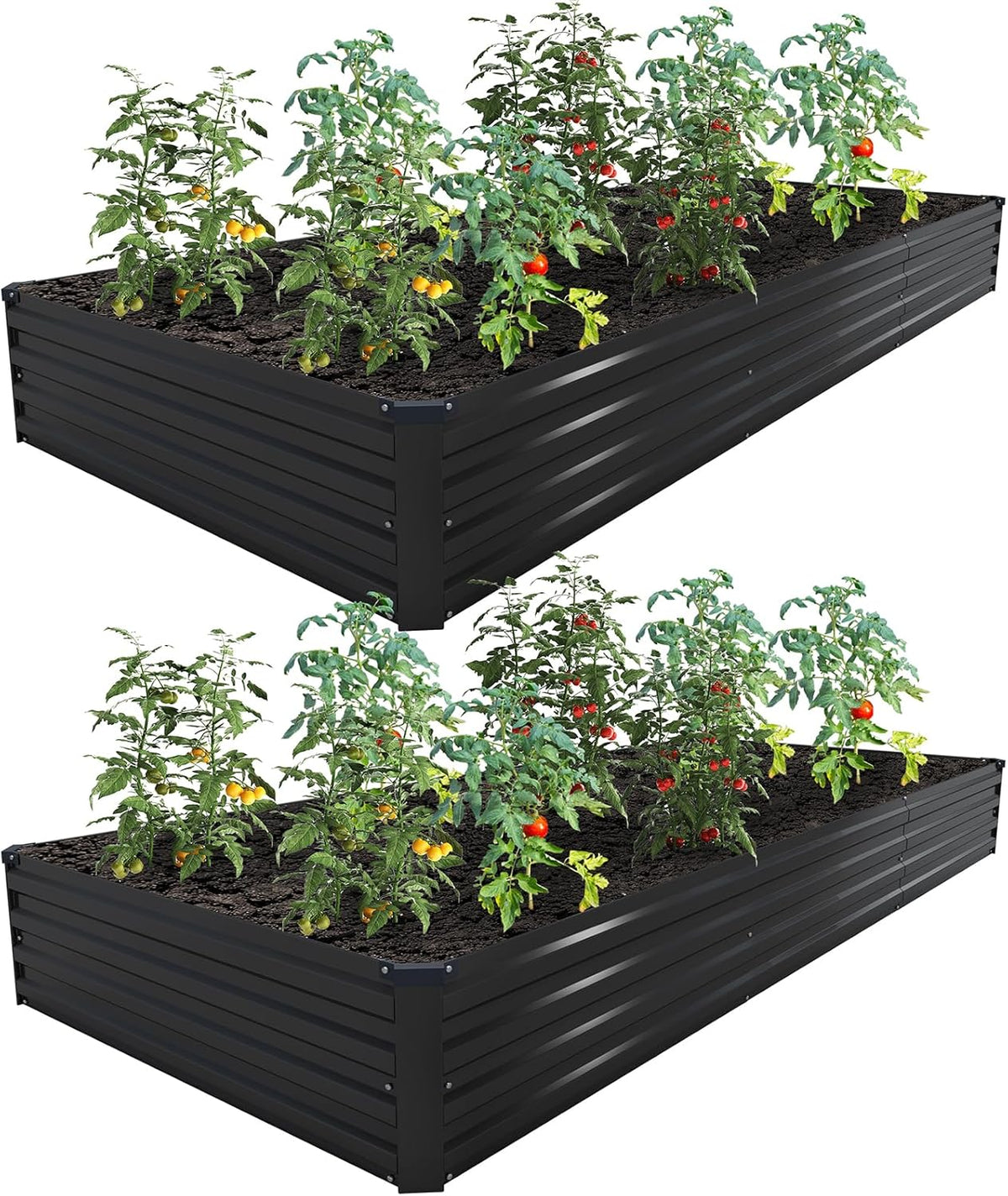 12×4×1FT(2PCS) Galvanized Raised Garden Bed Kit, Metal Planter Boxes，Large Outdoor Planters Garden
