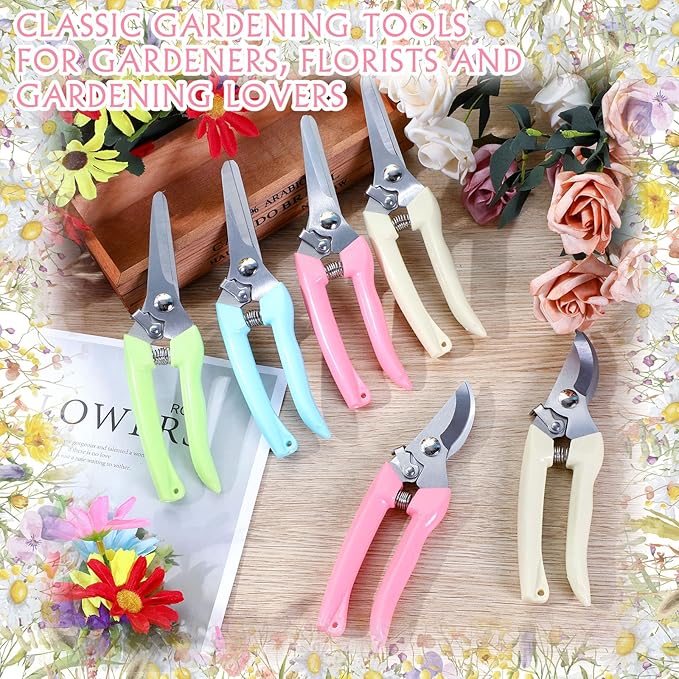 Jutom 8 Pcs Garden Shears Pruning Scissors Clippers Sharp Hand Pruners for Gardening Tools Cutting