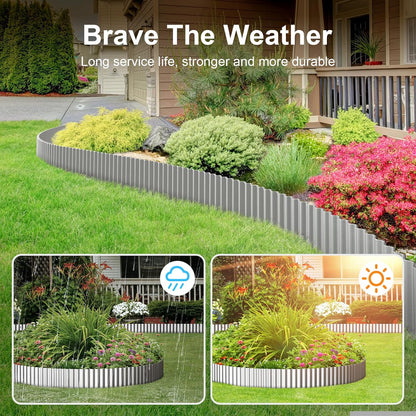 Land Guard Corrugated Garden Edging Border,12" x 50' Landscape Paver Edging, Tall Landscape Edging