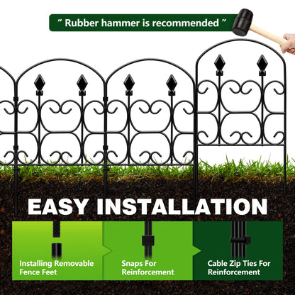 QIAOKAIYAN 24in(H) x 10.83ft(L) Decorative Garden Fence - Tall Garden Fence Animal Barrier 10 Pack