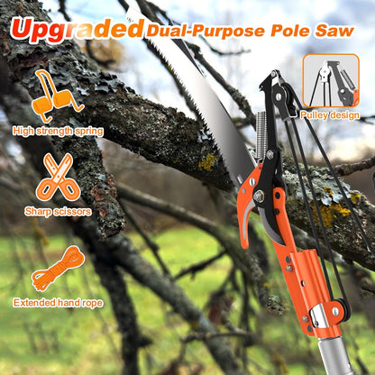 26FT Tree Trimmer, Manual Pole Saw with 5-20FT Extension Pole, Fruit Picker for Orange Lemon Mango