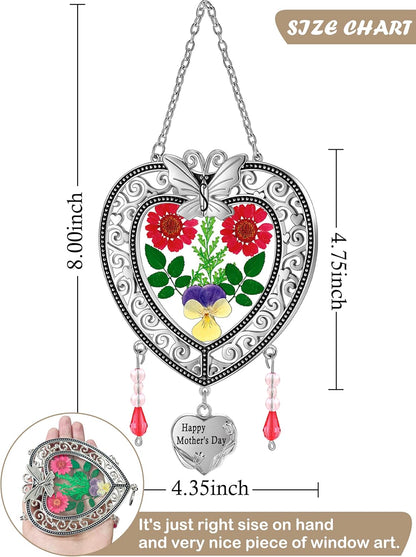 KY&BOSAM Suncatcher Happy Mother’s Day Stained Glass Tree of Life Heart Gifts Garden Ornament Wind