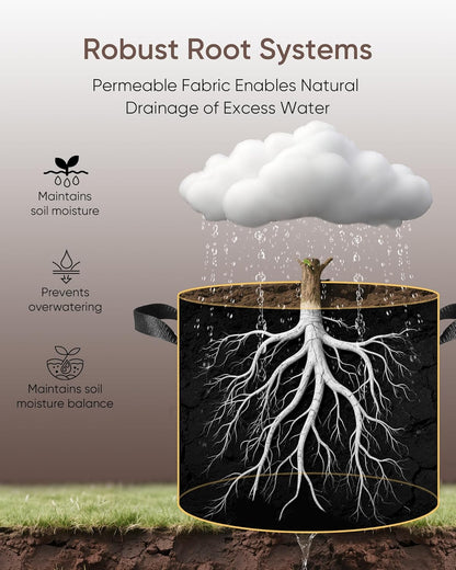 The Growing 5 Pack 1 Gallon Fabric Grow Bags，Thickened Aeration Nonwoven Fabric Plant Pots with