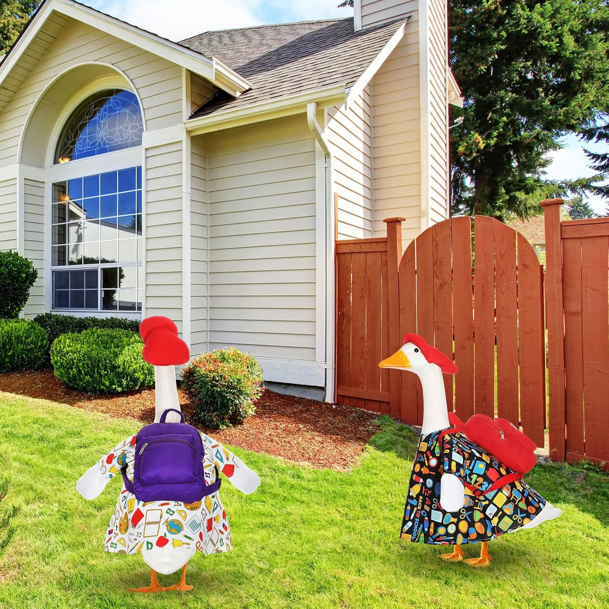 2 Set Halloween Porch Goose Outfit Set for 23'' Plastic Garden Statue Lawn Porch Goose Clothes