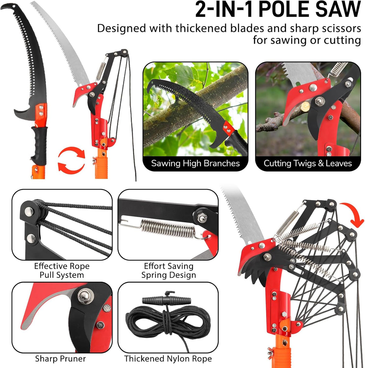 Outvita 7-24FT Telescoping Pruning Pole for Tree Trimming, Manual Pole Saws for Tree Trimmer with