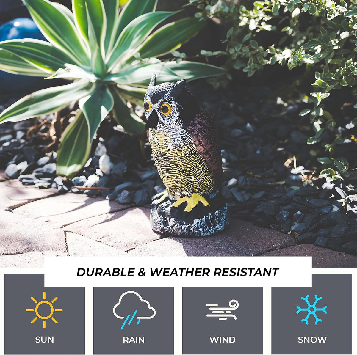 Galashield Owl Decoy to Scare Birds Away | Plastic Owls to Scare Birds Away | Owl Statue for Garden