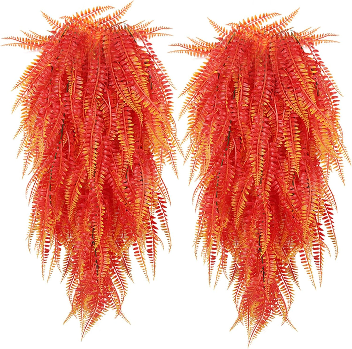 RECUTMS Artificial Hanging Plants 4Pcs Fake Boston Fern Real Touch Faux Greenery Leaves UV