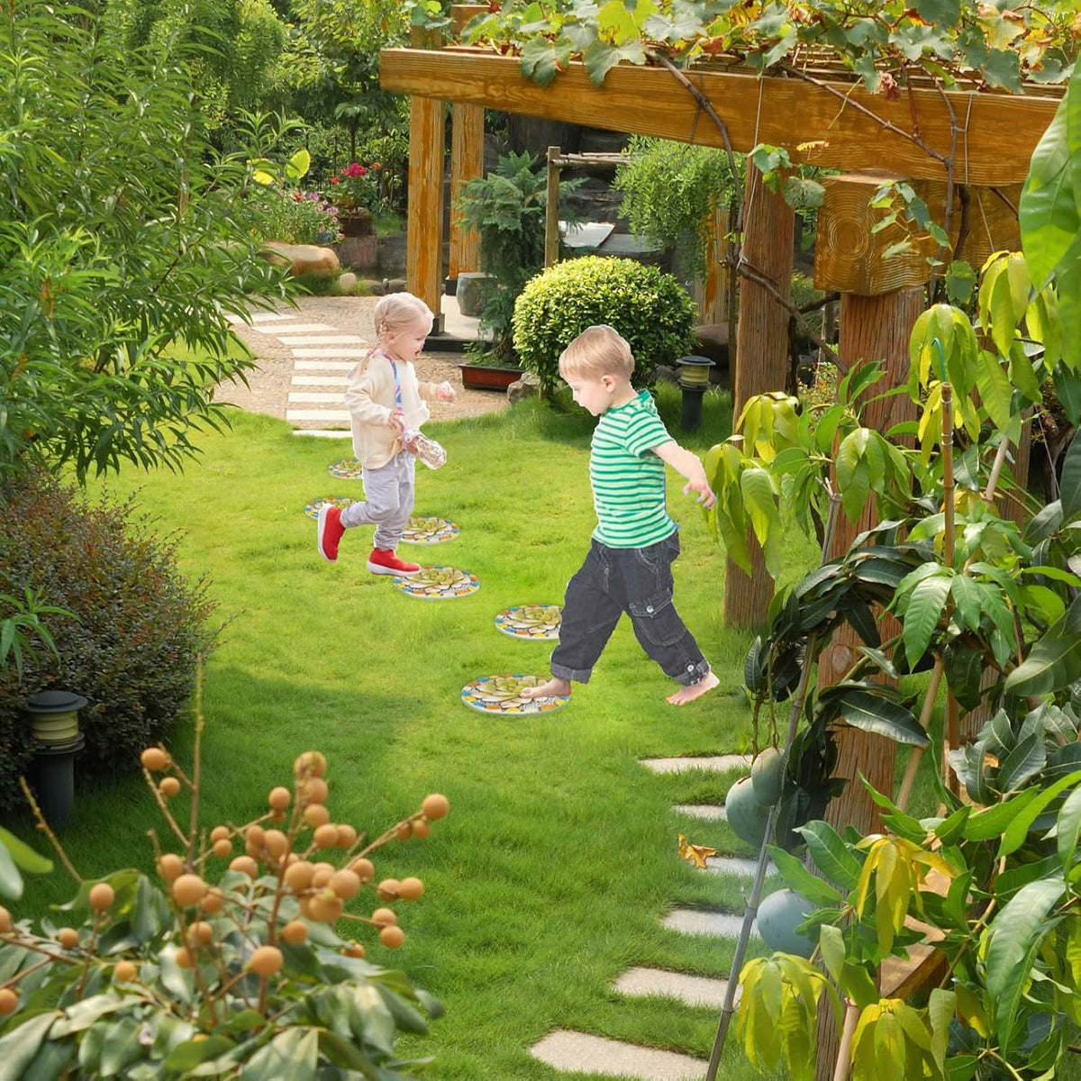 Succulent Pattern Cement Stepping Stones Outdoor - Stepping Stones Pavers for Outside Walkway