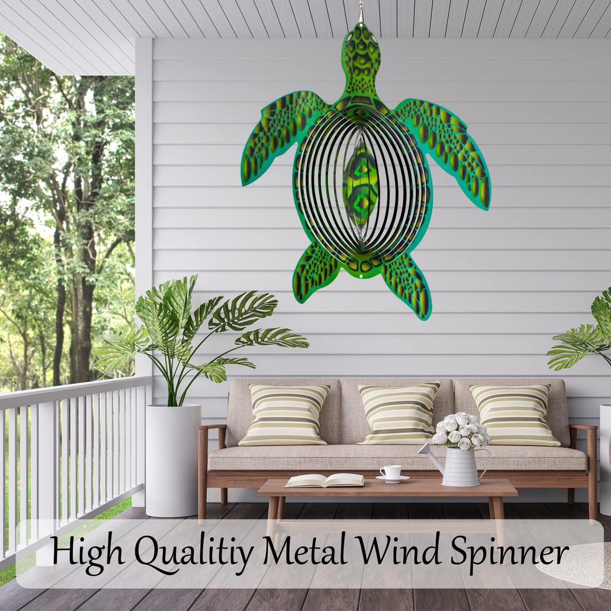 ISEO Turtle Wind Spinner for Yard and Garden, Hanging Outdoor Decor, Yard Art, Porch and Patio