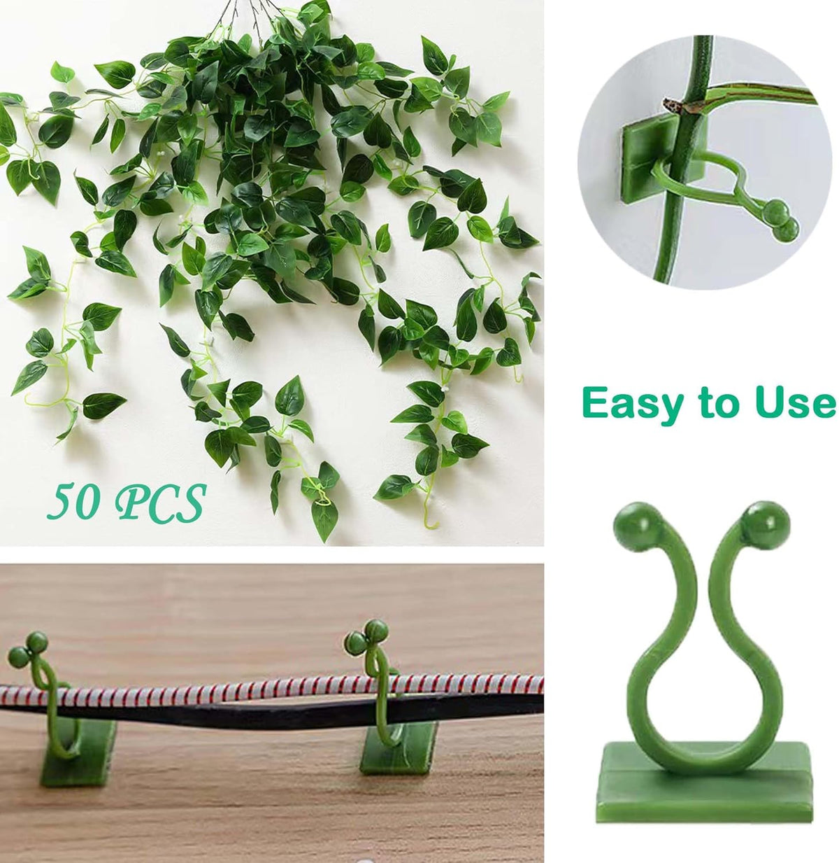 Plant Climbing Wall Fixture Clips, 100Pcs Self-Adhesive Plant Fixer Wall Clips Hook Vines Traction