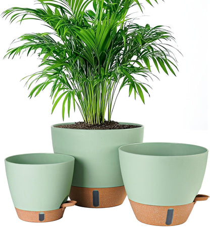 8/10/12 Inch Self Watering Pots for Indoor/Outdoor Plants - Large Plastic Planter with Drainage