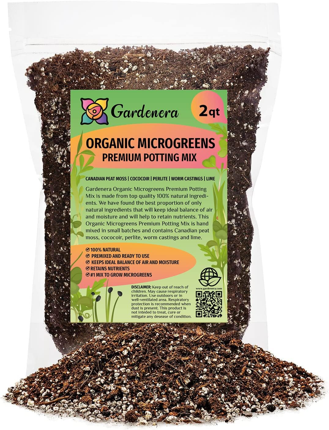 100% Natural Organic Microgreens Premium Potting Mix by Gardenera: Ideal Balance of Air, Moisture