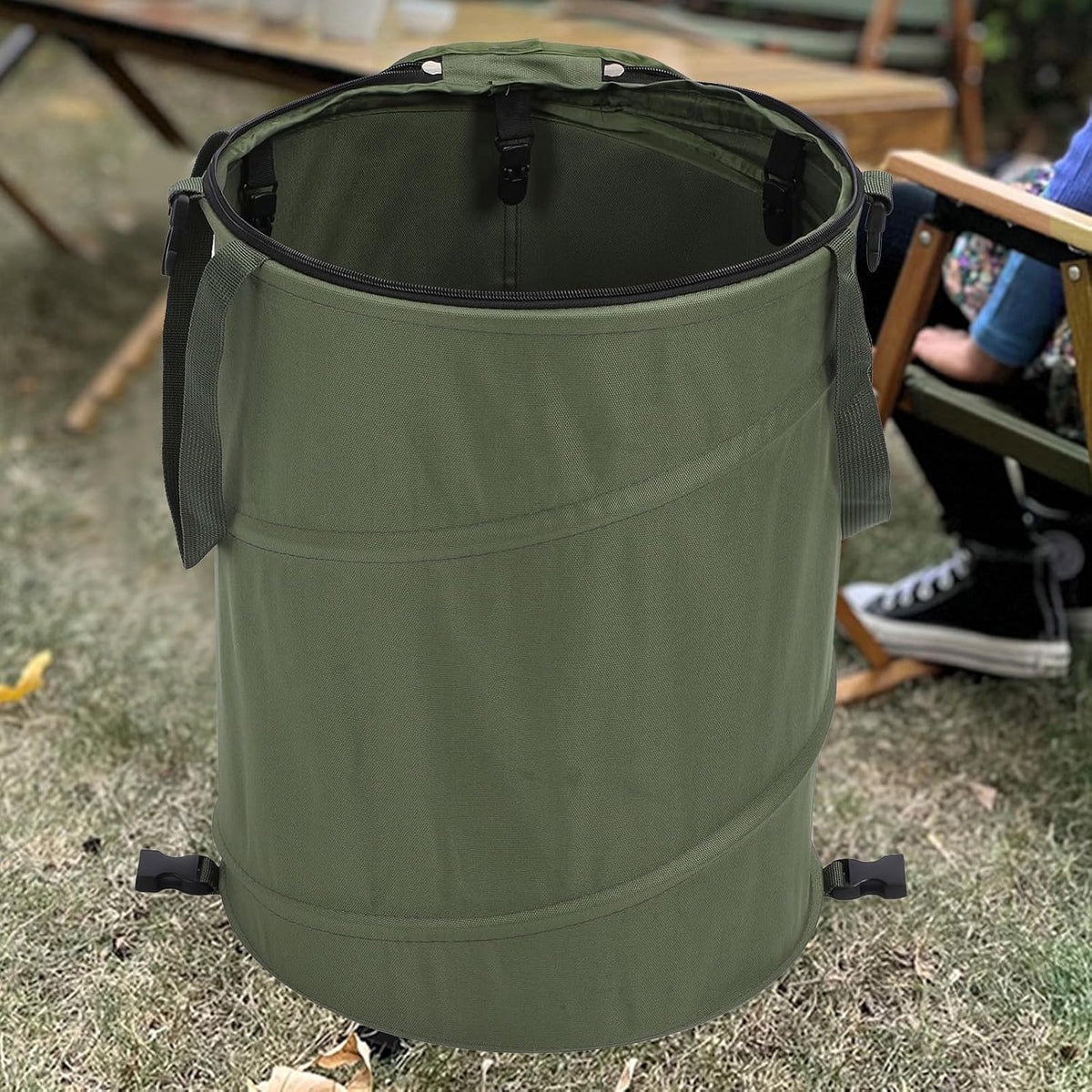 Zunate Collapsible Lawn and Leaf Bag, 24 Gallon Collapsible Trash Can, Reusable Outdoor Yard Waste