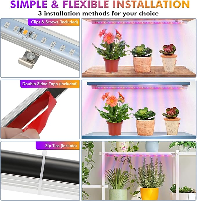 Plant Grow Lights Strip for Indoor Plants Full Spectrum,216 LEDs Plant Lights Bar for Indoor