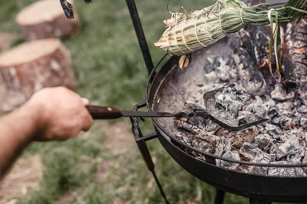 Barebones Cowboy Grill Coal Shovel - Durable Stainless Steel Ash Shovel with Walnut Handle for Fire