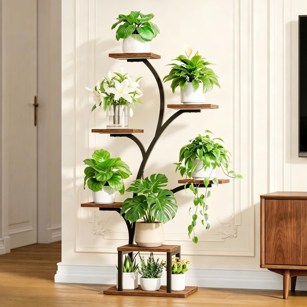 BACEKOLL Plant Stand Indoor with Grow Light, 7 Tier 49" Lighted Plant Shelf