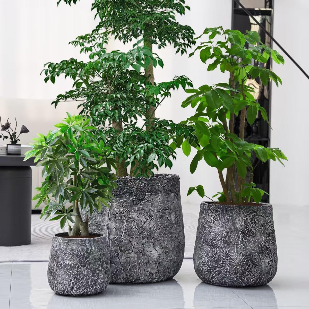 Craft flowerpots 18"+13"+9" Dia Round Concrete Planter Set of 3 Large Outdoor/Indoor Planter Pots