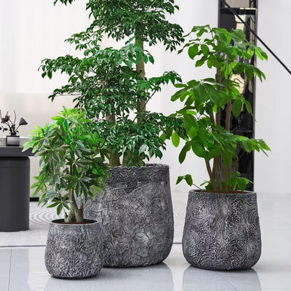Craft flowerpots 18"+13"+9" Dia Round Concrete Planter Set of 3 Large Outdoor/Indoor Planter Pots