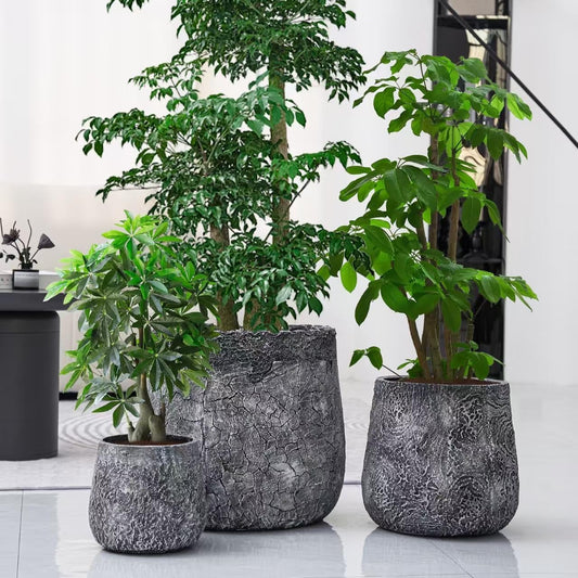 Craft flowerpots 18"+13"+9" Dia Round Concrete Planter Set of 3 Large Outdoor/Indoor Planter Pots