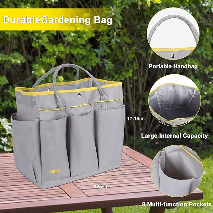 Garden Tool Set, Carsolt 10 Piece Stainless Steel Heavy Duty Gardening Tool Set for Digging