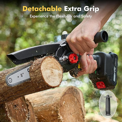 Mini Chainsaw Cordless 8 inch: Electric Chainsaw Battery Powered, Brushless Chain Saw with Auto