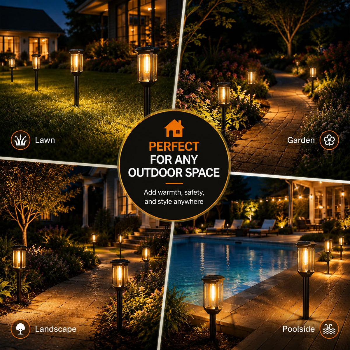 Tenmiro Solar Pathway Lights Outdoor 8 Pack, Bright Solar Garden Lights