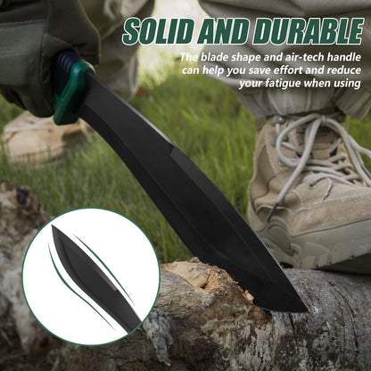 FLISSA Machete, 11'' Fixed Blade Camp Knife, Bolo Machete for Clearing Brush, Patented Shock