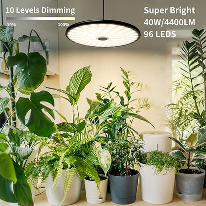 chiphy Hanging Grow Lights for Indoor Plants, 40W Full Spectrum with 3/9/12 Hours Timer, Pendant