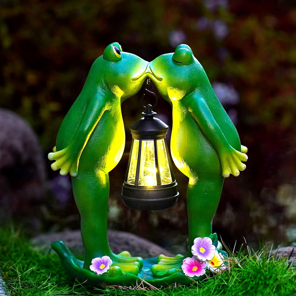 Solar Frogs Statue for Garden Decor Solar Lantern LED Outdoor Decoration Figurines for Porch