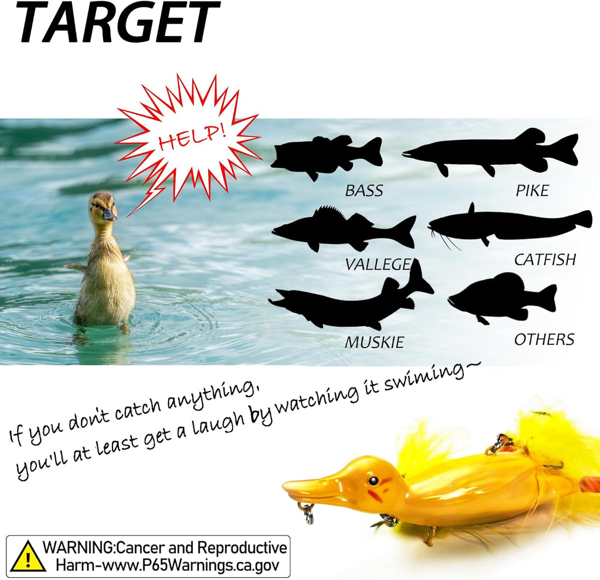 Duck Lures for Bass Fishing, Realistic Topwater Baby Duckling Baits Floating Artificial Hard