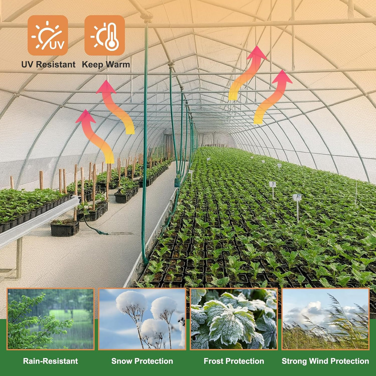 18 Mil Greenhouse Cover, 10x18 FT Clear Heavy Duty Greenhouse Tarp, UV Resistant Waterproof Green