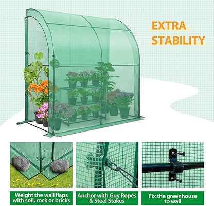 EAGLE PEAK 3 Tier Lean to Portable Greenhouse, Heavy-Duty Indoor & Outdoor Garden with Wire