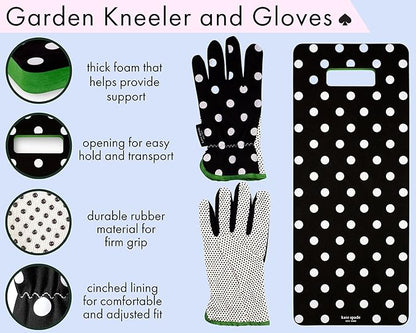 Kate Spade New York Garden Kneeler and Gardening Gloves for Women, Cute Garden Tool Set with Thick