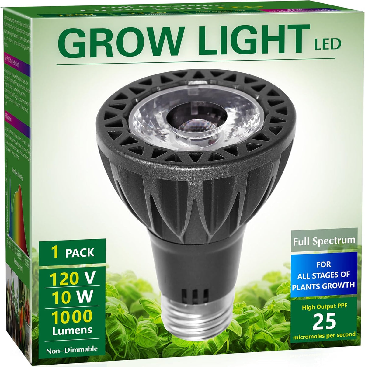 Briignite Grow Light Bulbs, 10W Plant Light Bulb, 150W Equivalent, High PPFD, PAR20 Full Spectrum