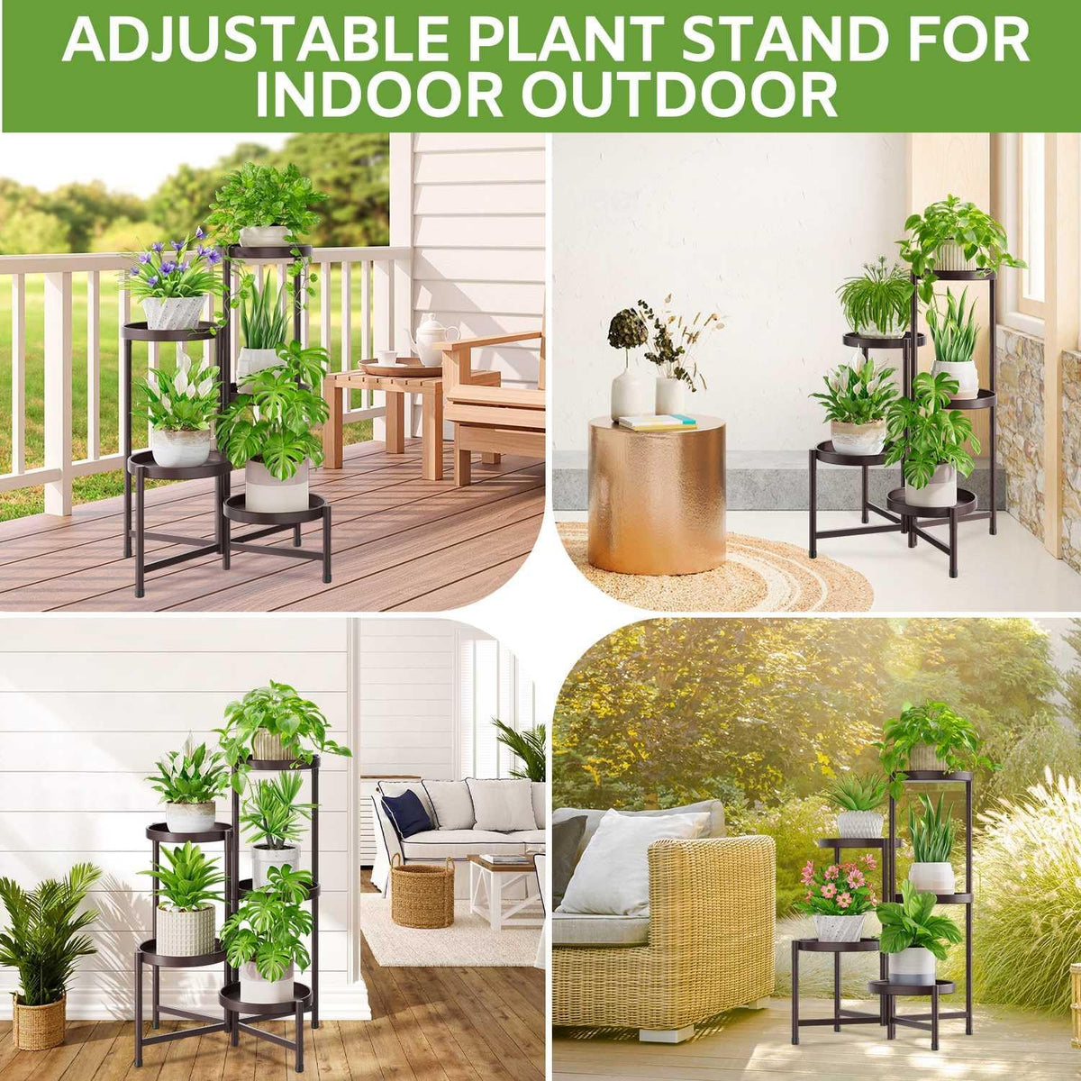 iDavosic.ly 5 Tier Large Plant Stand Indoor, 10 Inch Wide Tall Corner Metal Plant Stands Outdoor