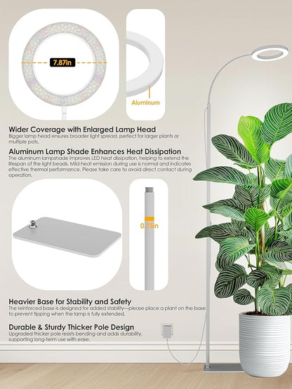 GLOWRIUM Grow Lights for Indoor Plants, 24W Full Spectrum LED Grow Light, Stepless Dimming,3