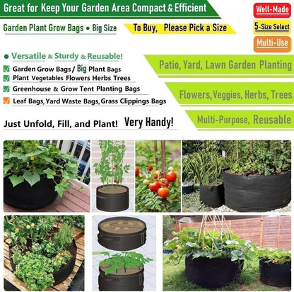 3-Pack 40 Gallon Thickened Plant Grow Bags Large (28x16 in) Heavy Duty Garden Bag Fabric Plant Pots