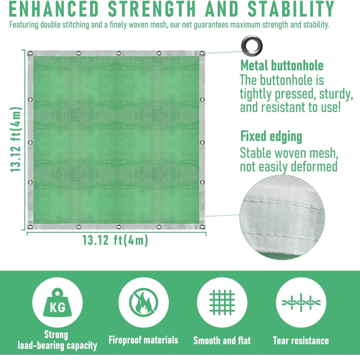 Fruit Collector Harvesting Net - 13.1 x 13.1 ft Green Agricultural Harvest Netting for Walnut