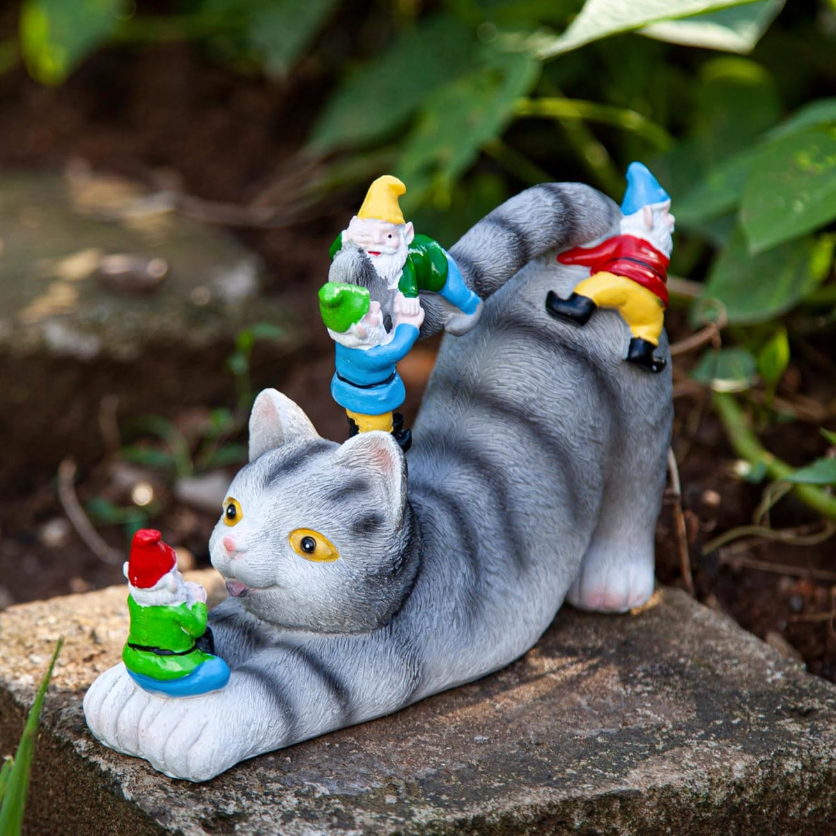 Cat Gnomes Garden Statues,Cat Sculpture Decorations Outdoor Lawn & Yard Figurine,for Women Mother