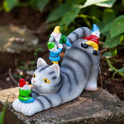 Cat Gnomes Garden Statues,Cat Sculpture Decorations Outdoor Lawn & Yard Figurine,for Women Mother