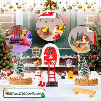 20 Pcs Christmas Girl Fairy Doors Decorations Enchanted Doors Tiny Outdoor Xmas Decor Miniature
