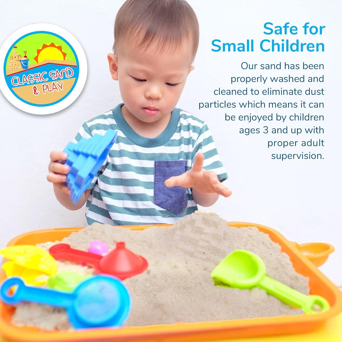 Classic Sand and Play Sand for Sandbox, Table, Therapy, and Outdoor Use, 40 lb. Bag, Natural